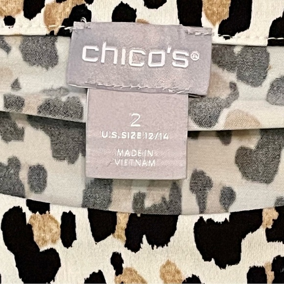 CHICO'S 2 US Size 12/14 Leopard Aztec Print Slinky Bell Sleeve Tunic‎ Top - Picture 2 of 12